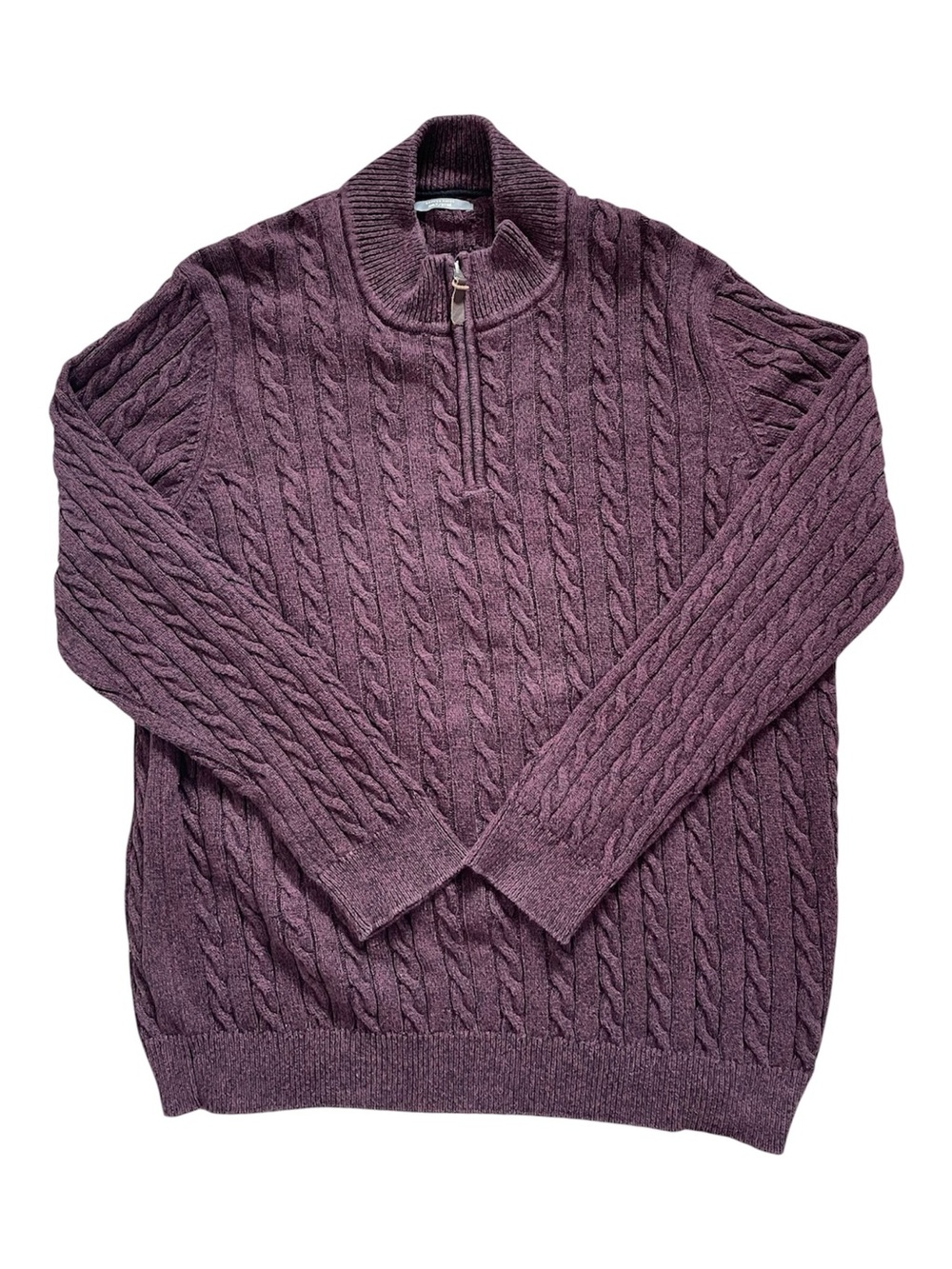 Denver Hayes Cable Knit Quarter Zip Pullover Sweater Burgundy Men’s 2XL Tall